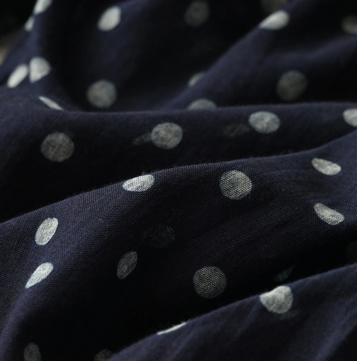 45R Indigo Gauze Polka Dot Coupe Smock Dress