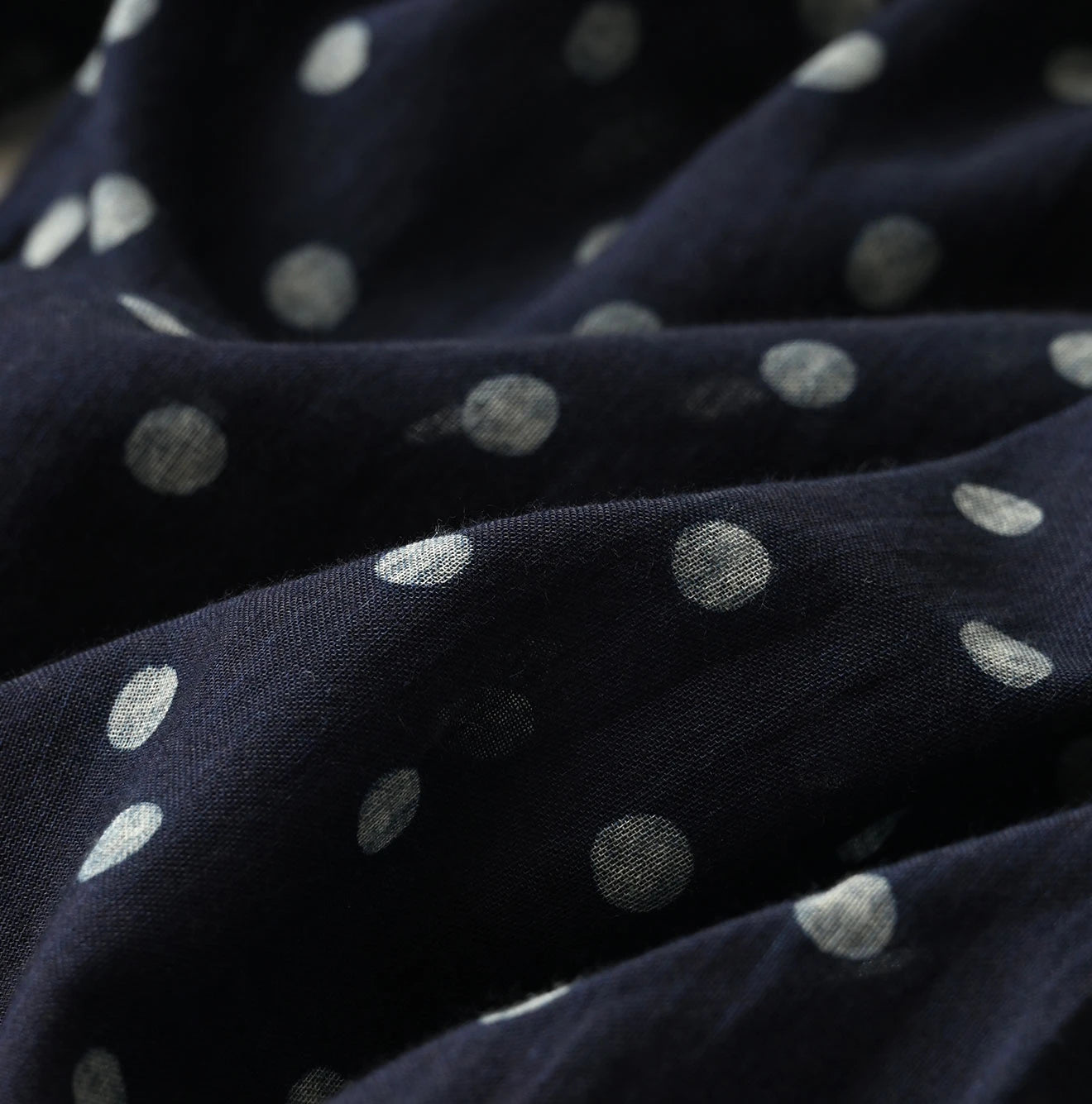 45R Indigo Gauze Polka Dot Coupe Smock Dress