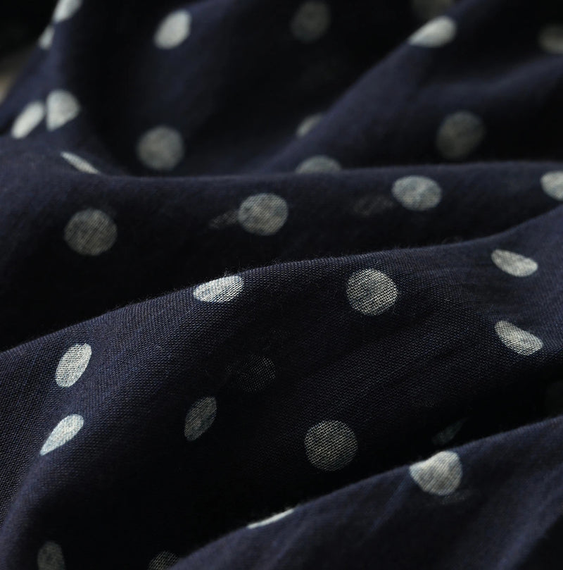45R Indigo Gauze Polka Dot Coupe Smock Dress - Image 21