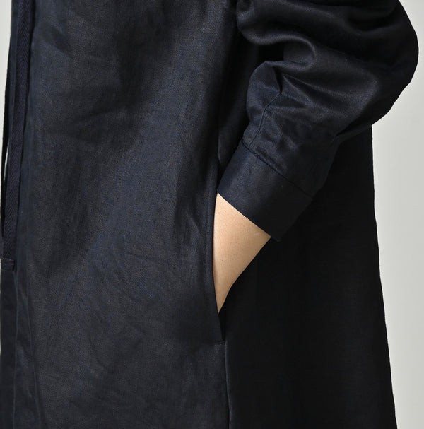 Indigo Linen Sateen Sailor Dress