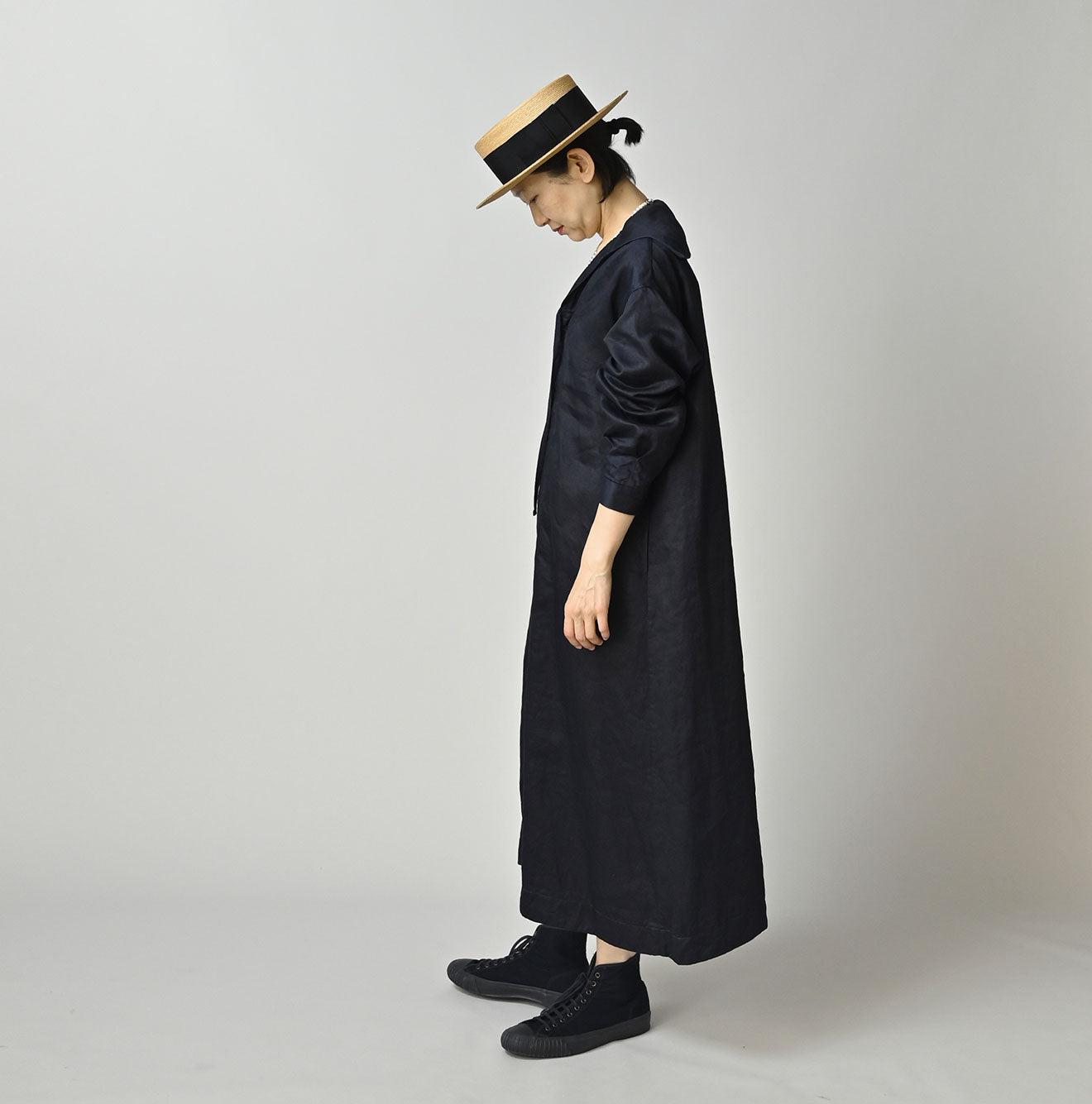 Indigo Linen Sateen Sailor Dress - Image 3