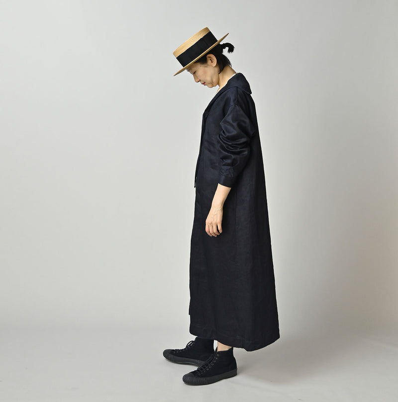 Indigo Linen Sateen Sailor Dress - Image 3