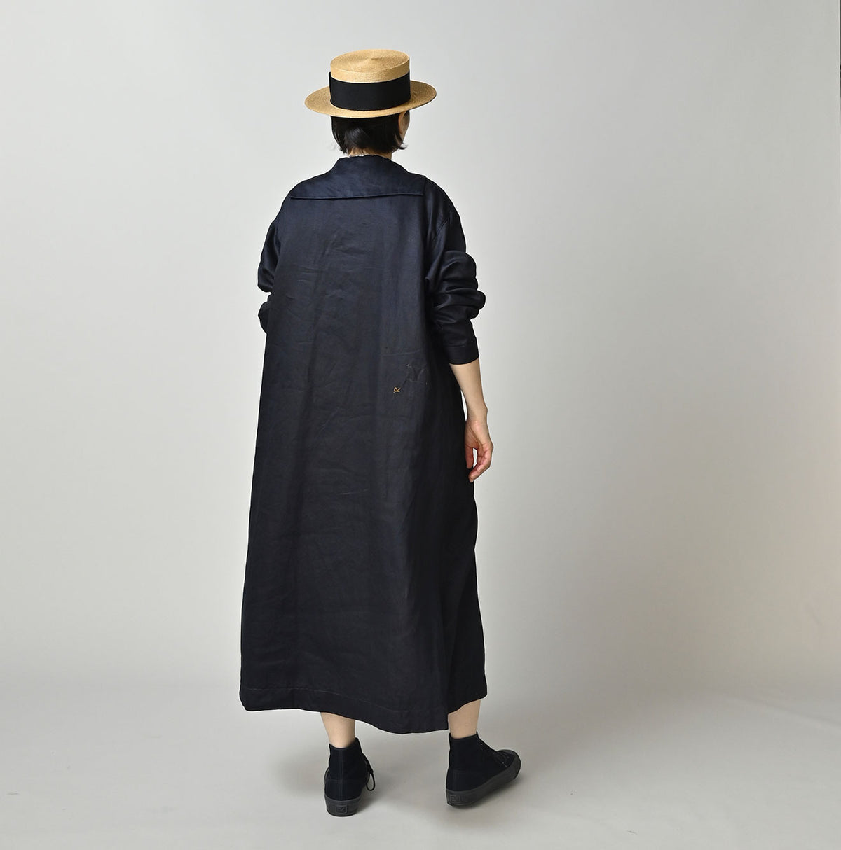 Indigo Linen Sateen Sailor Dress