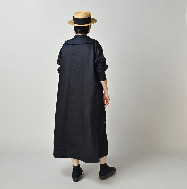 Indigo Linen Sateen Sailor Dress