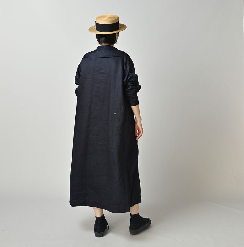 Indigo Linen Sateen Sailor Dress - Image 4