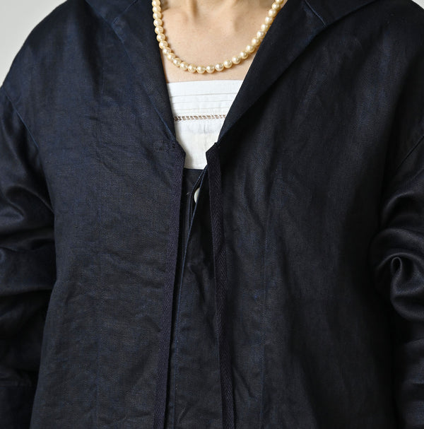 Indigo Linen Sateen Sailor Dress