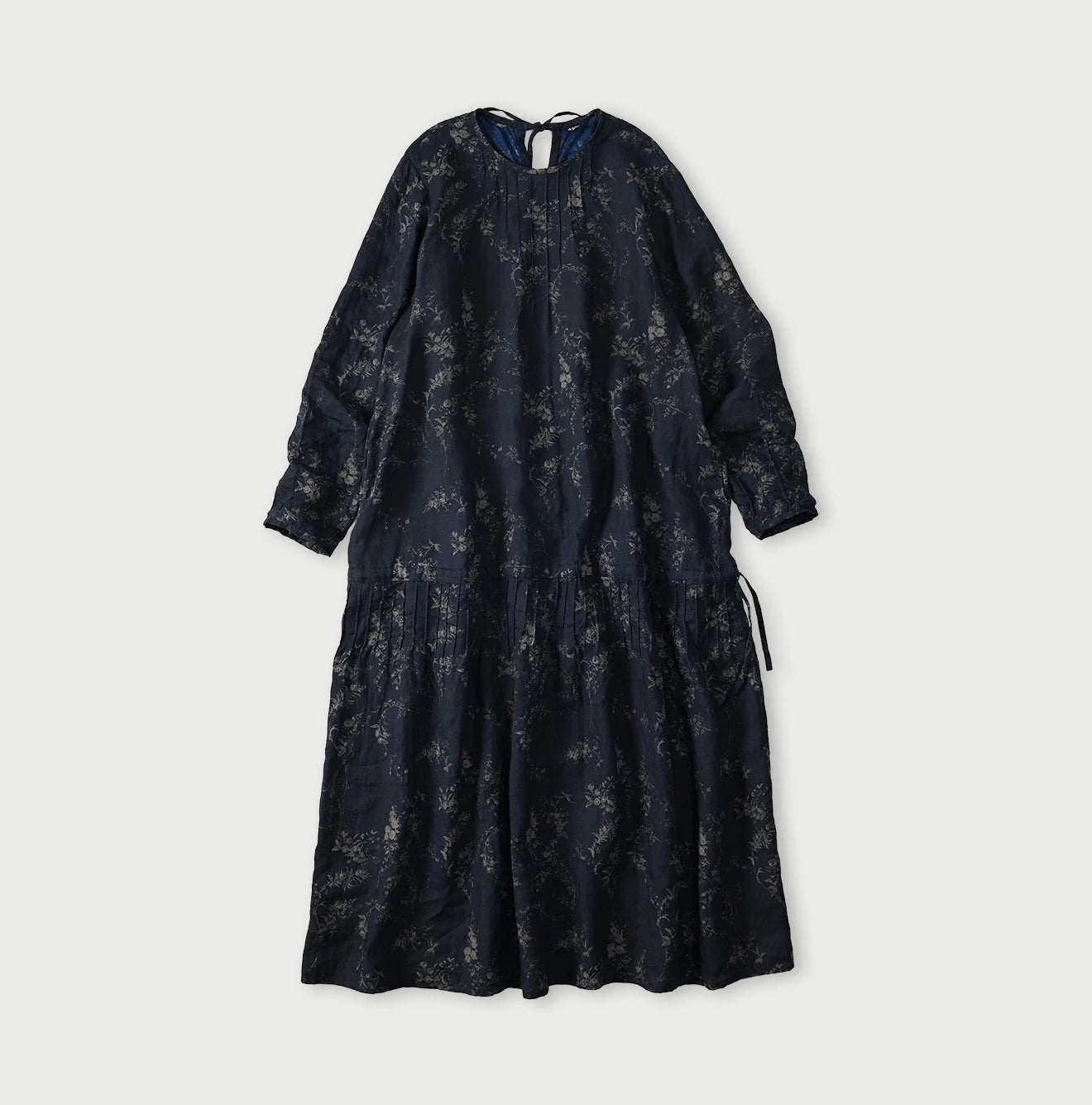 45R Indigo Linen Campanula Pintuck Dress - Image 1