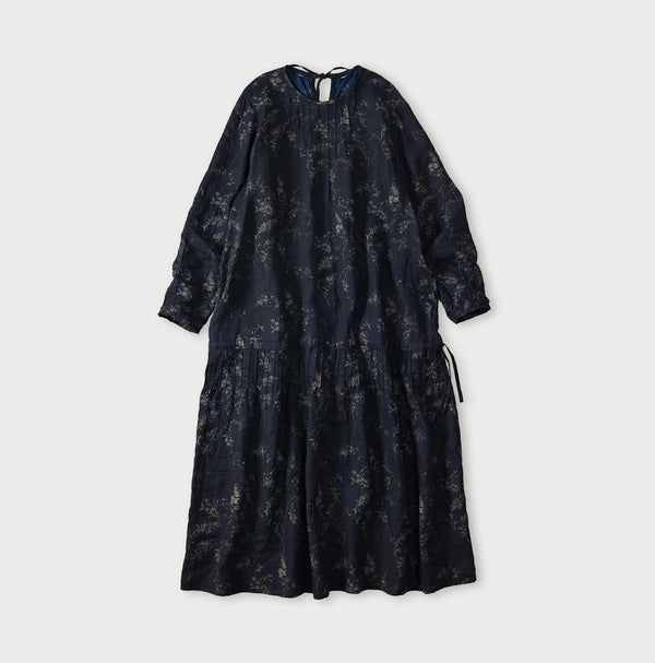 45R Indigo Linen Campanula Pintuck Dress