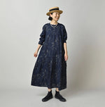 45R Indigo Linen Campanula Pintuck Dress