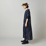 45R Indigo Linen Campanula Pintuck Dress