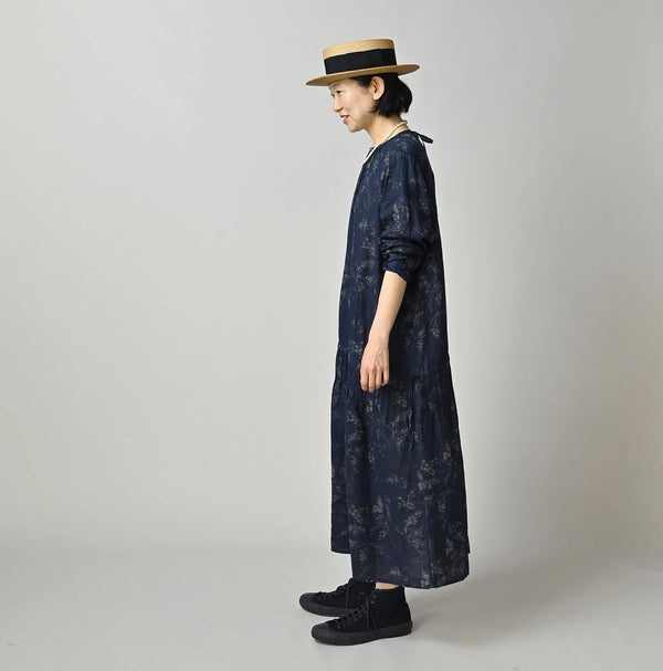 45R Indigo Linen Campanula Pintuck Dress