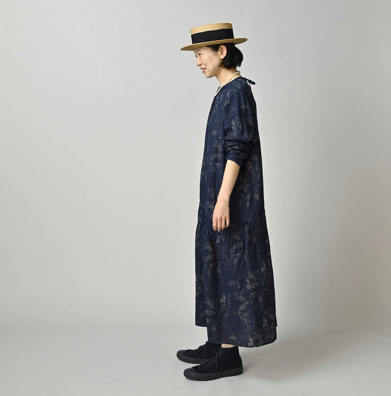 45R Indigo Linen Campanula Pintuck Dress - Image 3