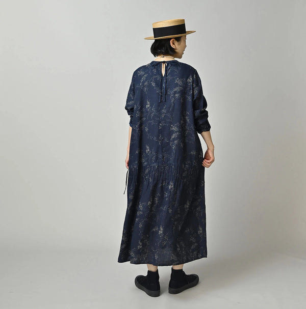 45R Indigo Linen Campanula Pintuck Dress