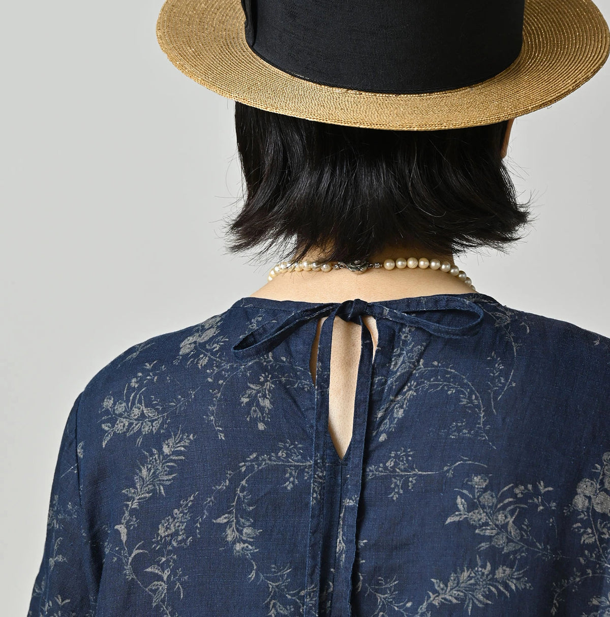45R Indigo Linen Campanula Pintuck Dress