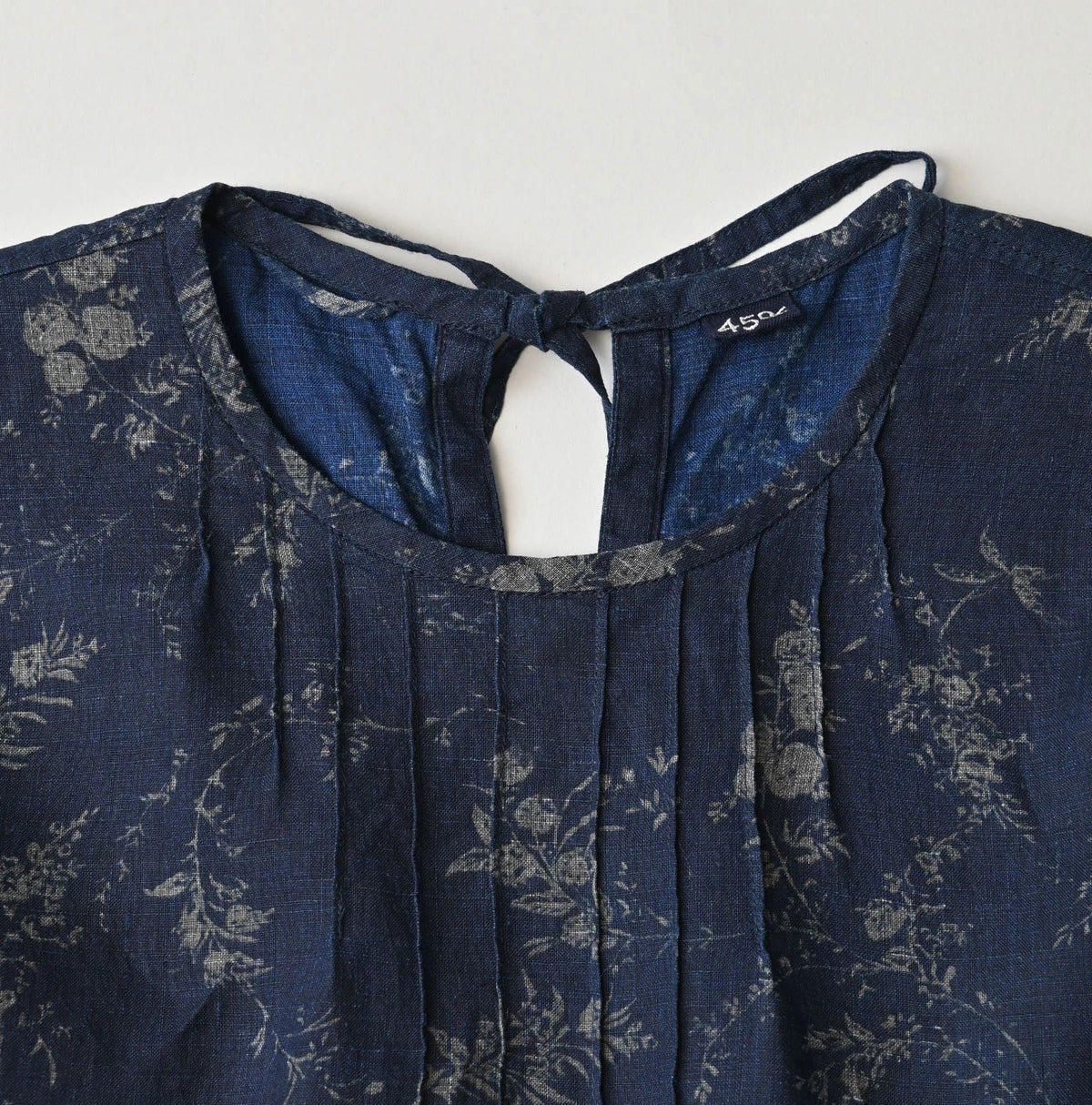 45R Indigo Linen Campanula Pintuck Dress