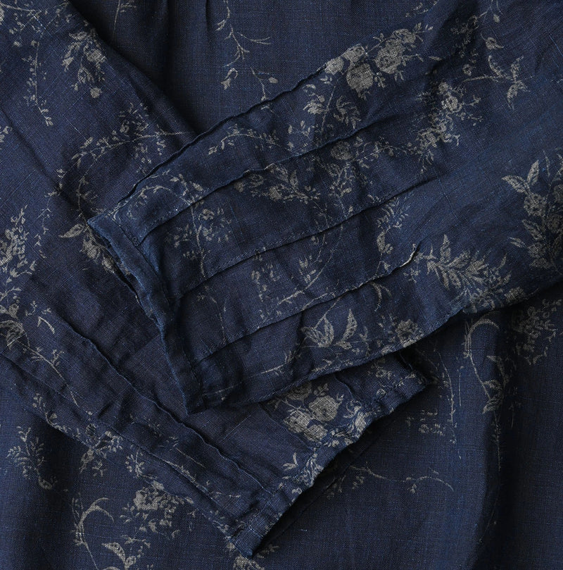 45R Indigo Linen Campanula Pintuck Dress - Image 16