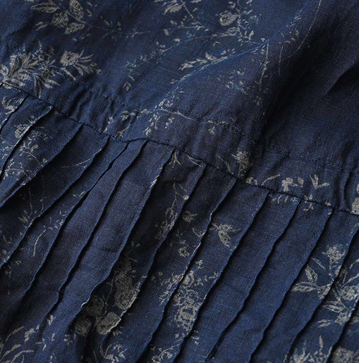45R Indigo Linen Campanula Pintuck Dress