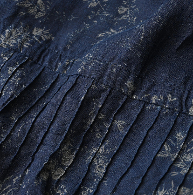 45R Indigo Linen Campanula Pintuck Dress - Image 17
