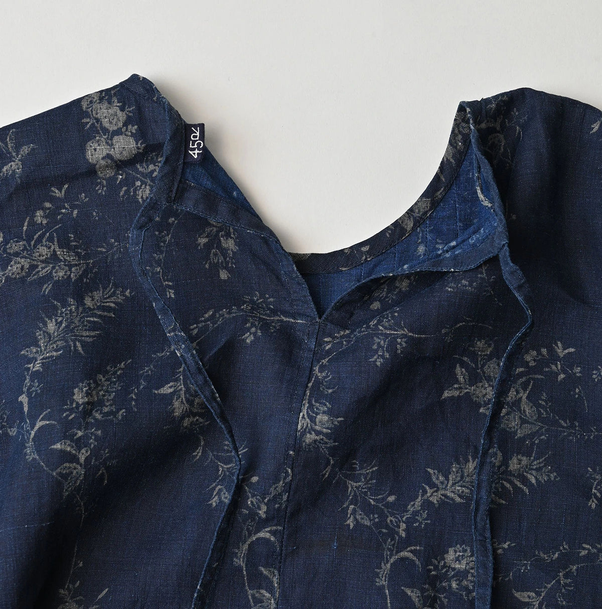 45R Indigo Linen Campanula Pintuck Dress