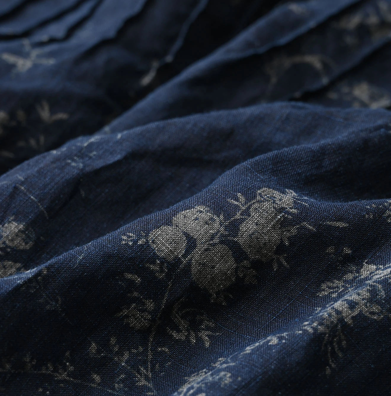 45R Indigo Linen Campanula Pintuck Dress