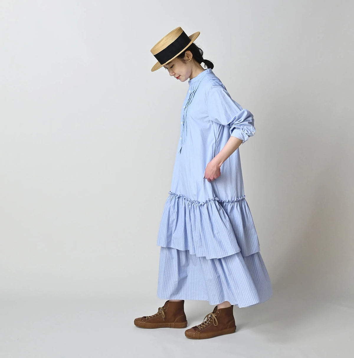 45R Broadcloth Mix Tiered Dress