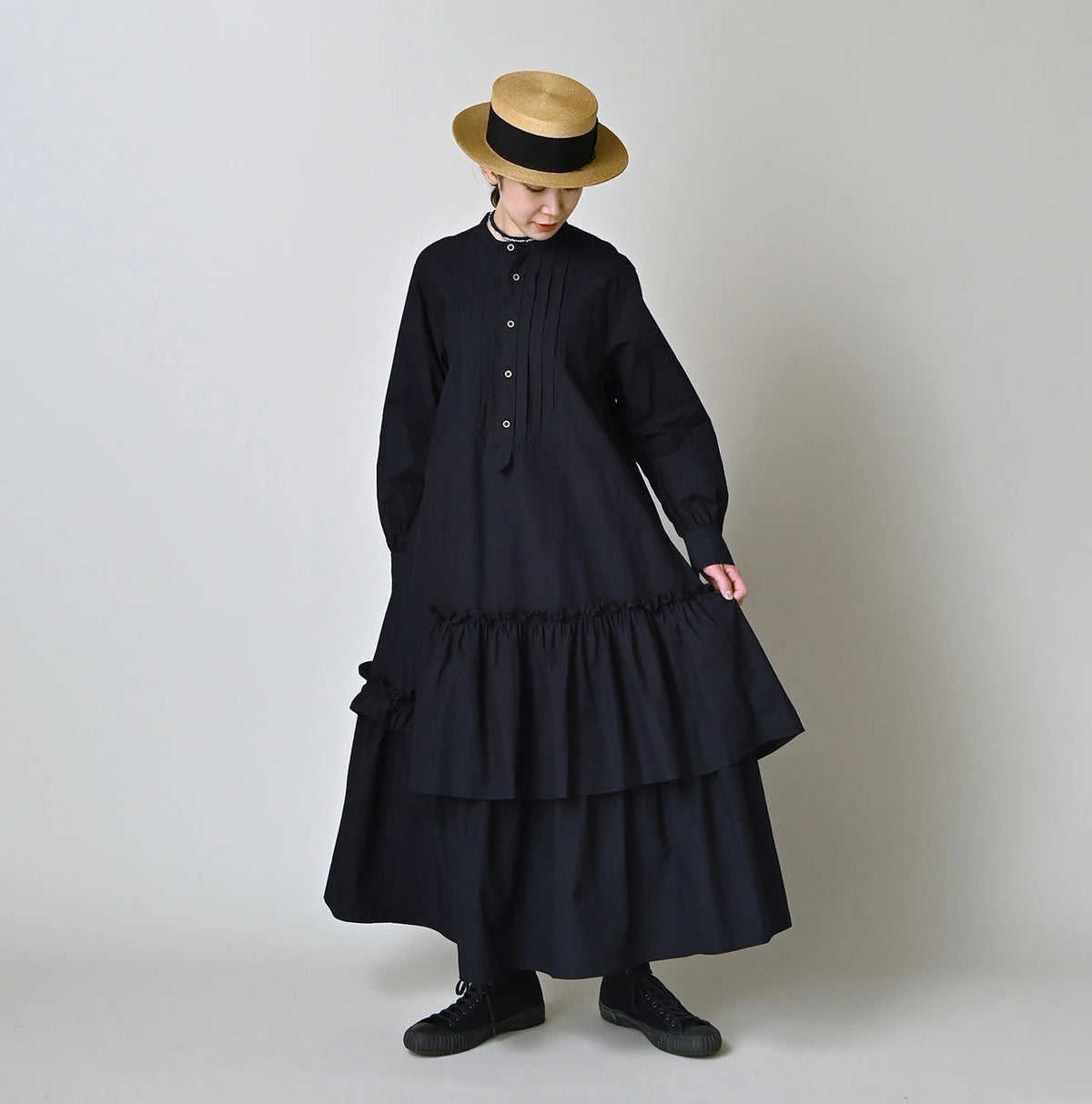 45R Indigo Batiste Tiered M-Dress