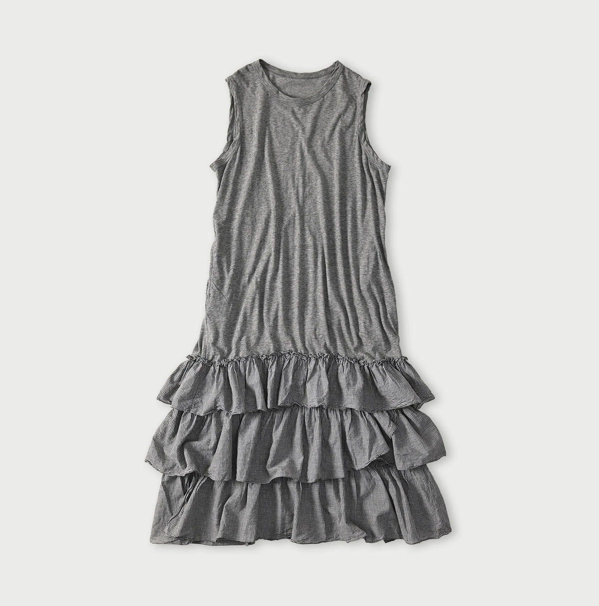 45R Plain Weave x Jersey Frilled Dress