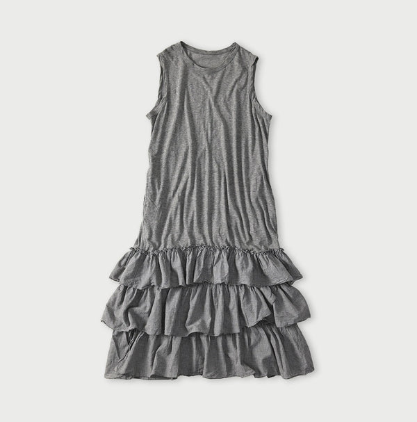 45R Plain Weave x Jersey Frilled Dress