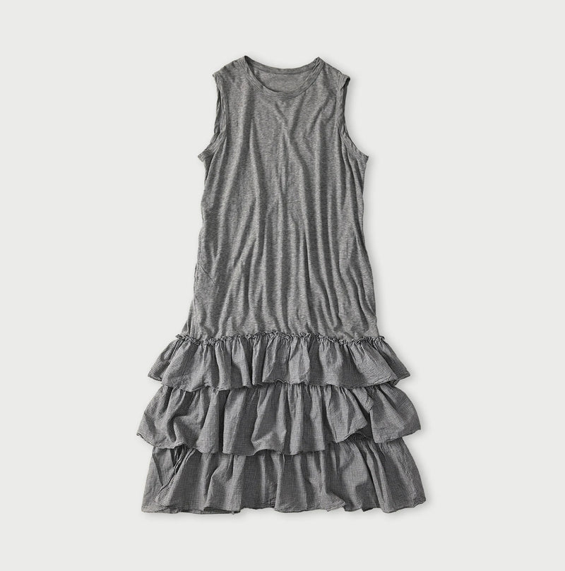 45R Plain Weave x Jersey Frilled Dress - Image 1