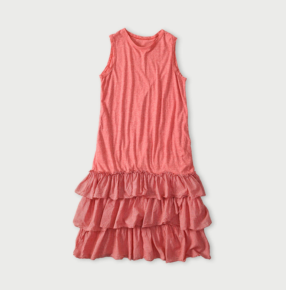 45R Plain Weave x Jersey Frilled Dress