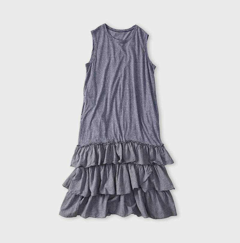 45R Plain Weave x Jersey Frilled Dress - Image 3