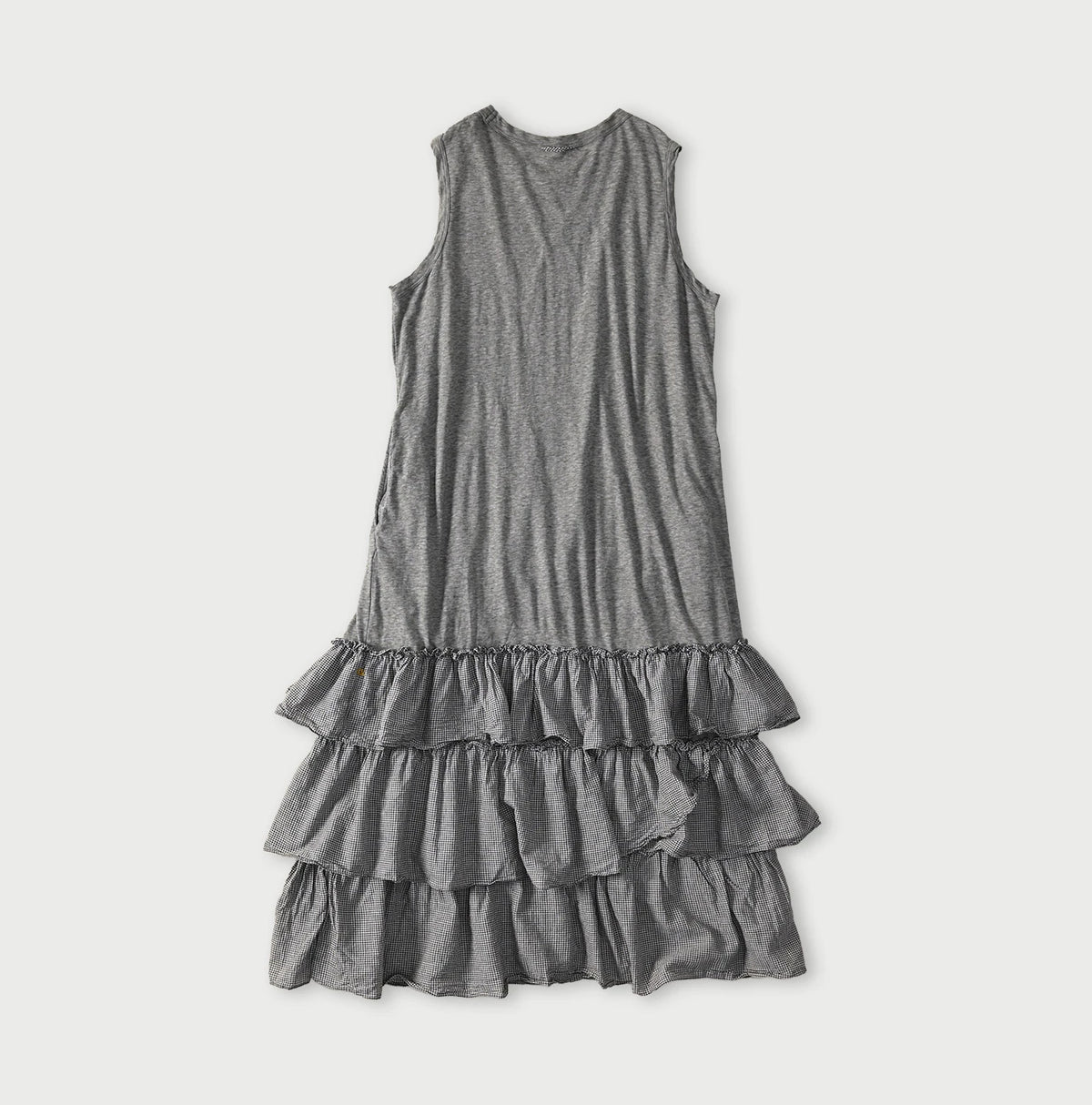 45R Plain Weave x Jersey Frilled Dress
