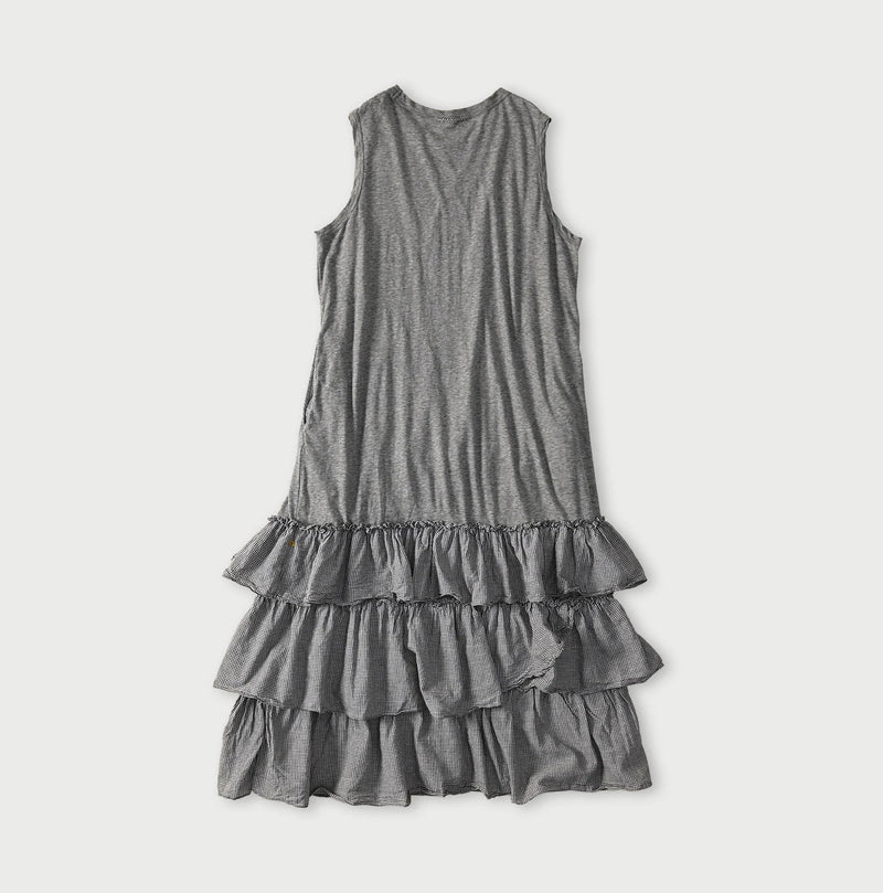 45R Plain Weave x Jersey Frilled Dress - Image 13
