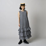 45R Plain Weave x Jersey Frilled Dress