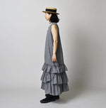45R Plain Weave x Jersey Frilled Dress