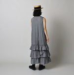 45R Plain Weave x Jersey Frilled Dress