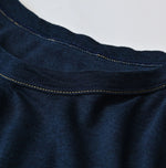 45R Indigo Plain Weave x Jersey Frilled Dress