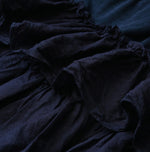 45R Indigo Plain Weave x Jersey Frilled Dress