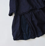 45R Indigo Plain Weave x Jersey Frilled Dress