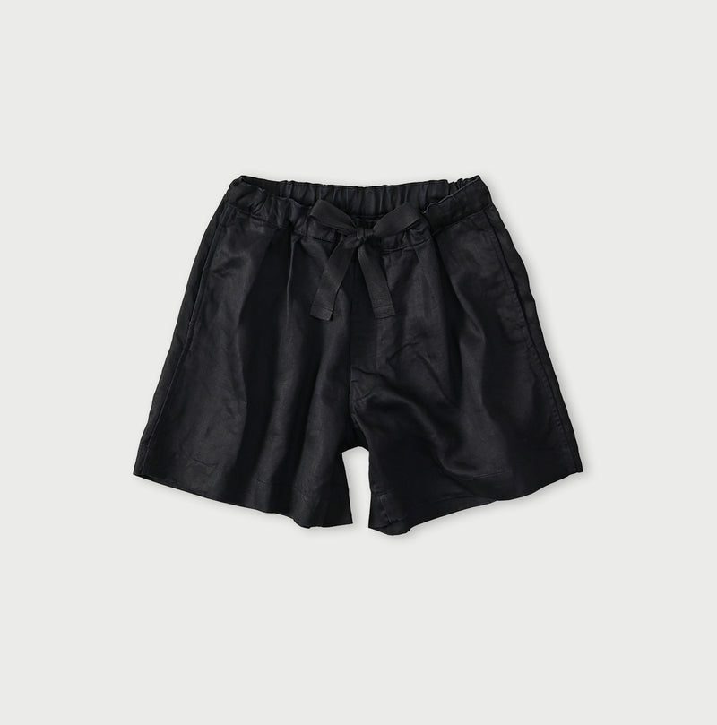Indigo Linen Sateen Easy Short Pants - Image 1