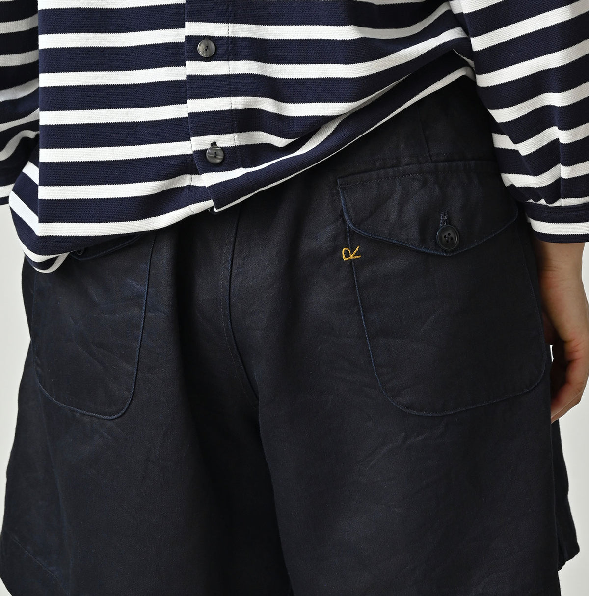 Indigo Linen Sateen Easy Short Pants