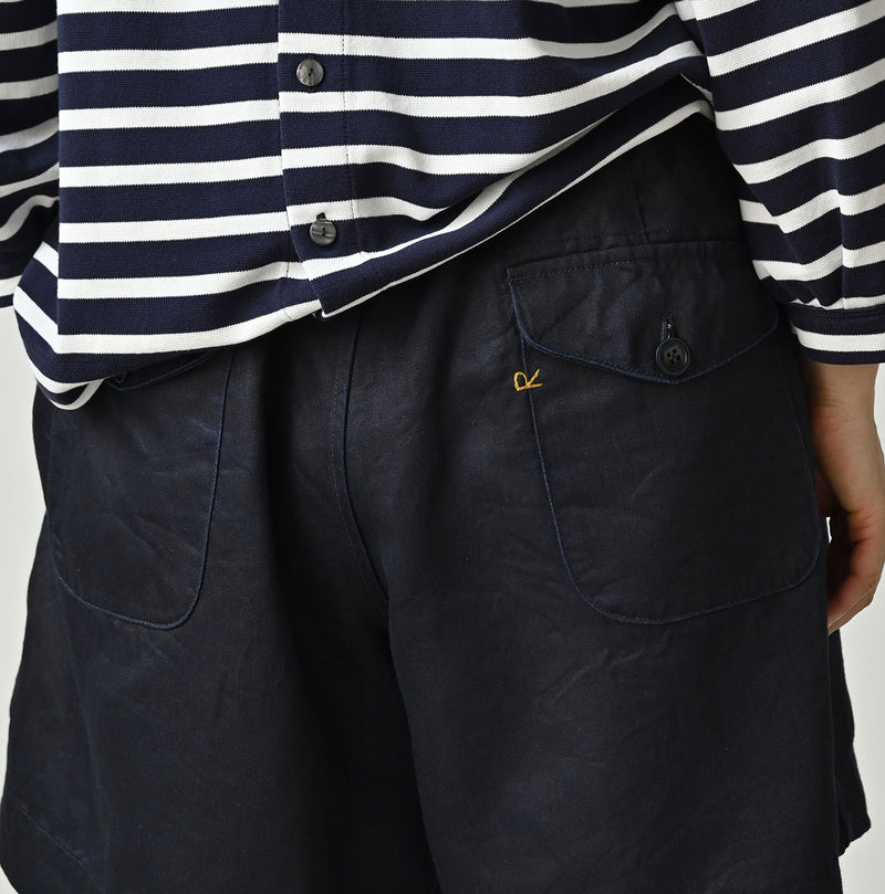 Indigo Linen Sateen Easy Short Pants - Image 9