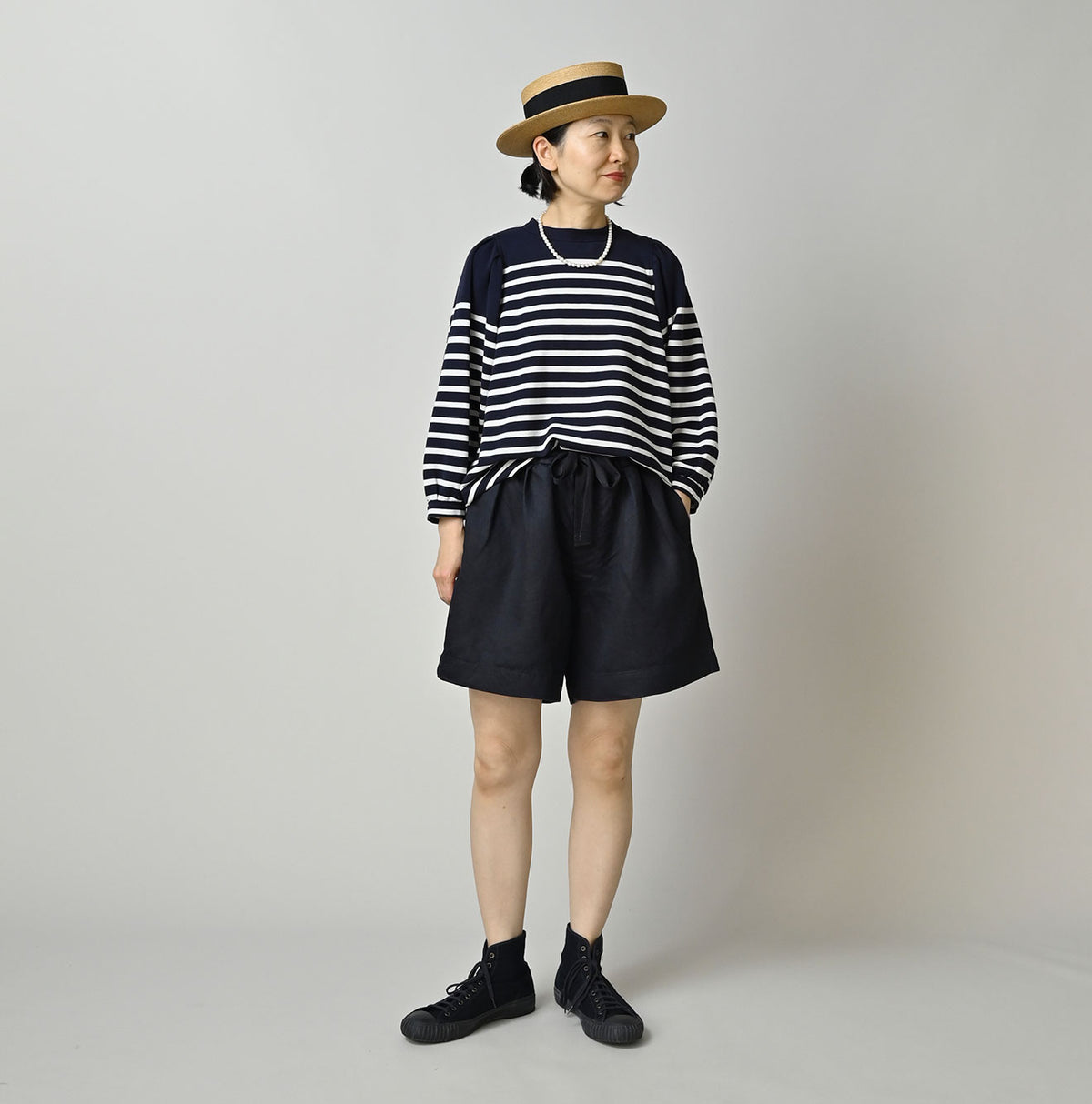 Indigo Linen Sateen Easy Short Pants