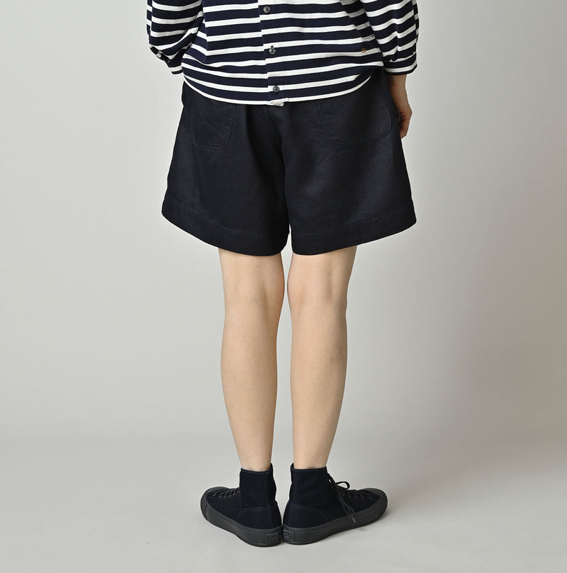 Indigo Linen Sateen Easy Short Pants - Image 6