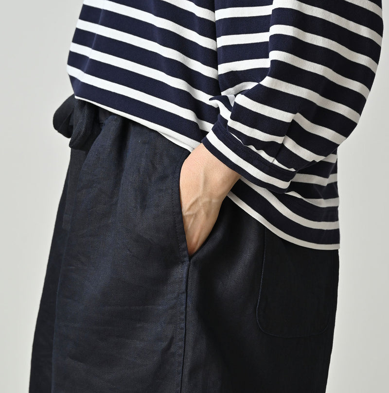 Indigo Linen Sateen Easy Short Pants - Image 8