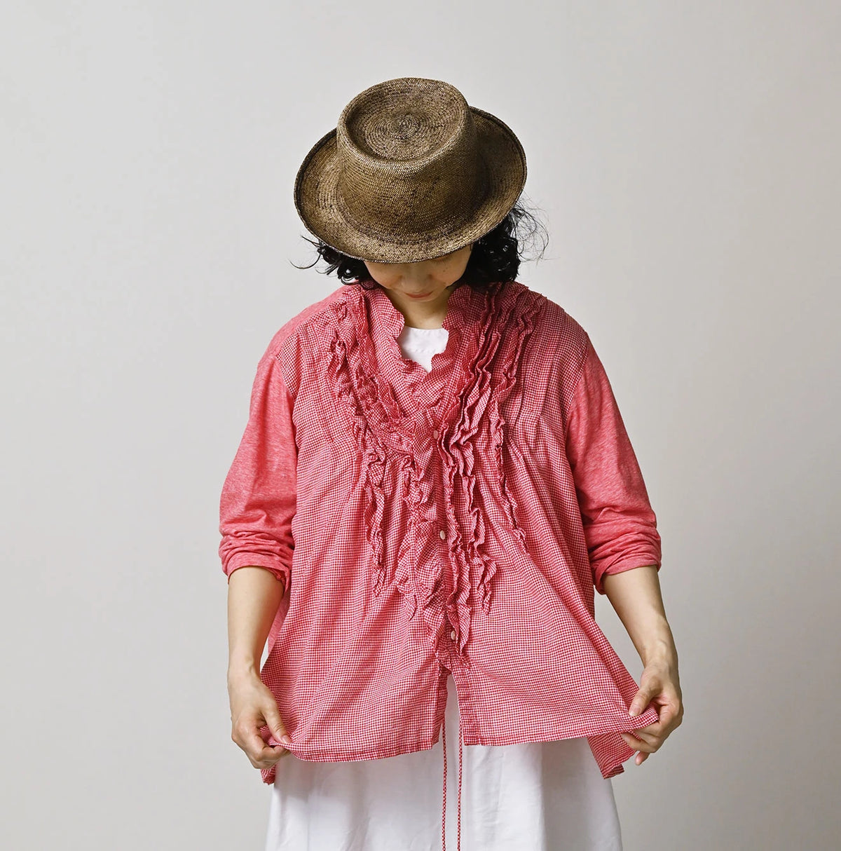 45R Plain Weave x Jersey Frilled Cache-Coeur