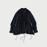 45R Indigo Plain Weave x Jersey Frilled Cache-Coeur