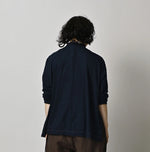 45R Indigo Plain Weave x Jersey Frilled Cache-Coeur