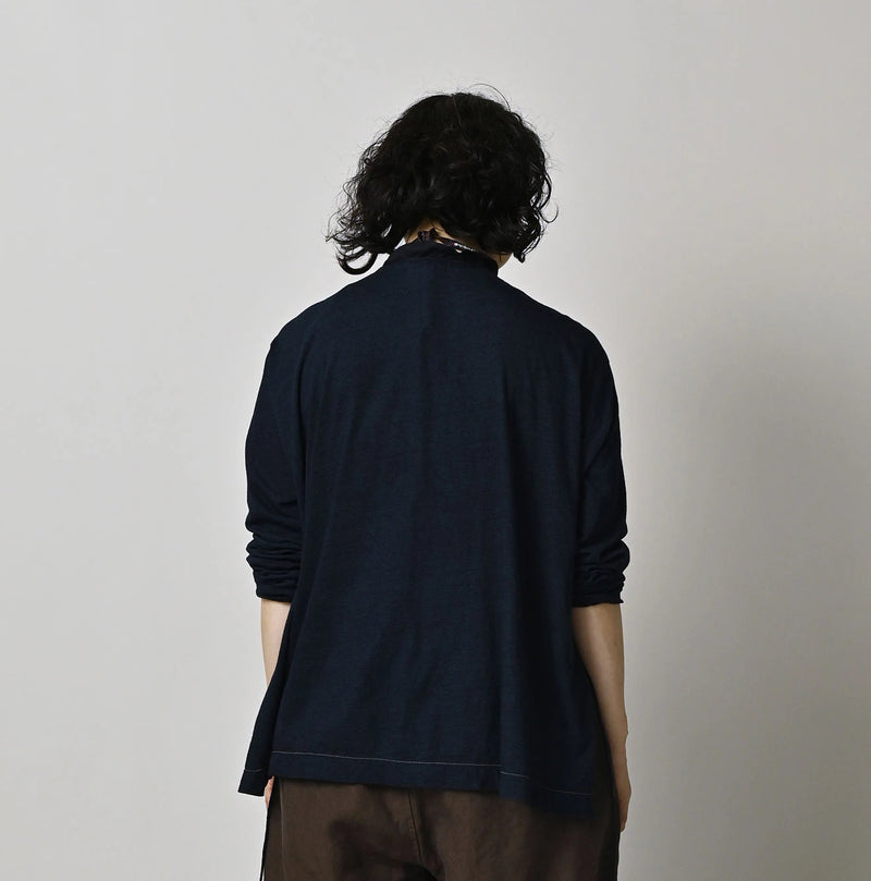 45R Indigo Plain Weave x Jersey Frilled Cache-Coeur - Image 5
