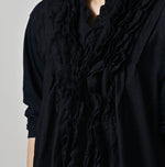 45R Indigo Plain Weave x Jersey Frilled Cache-Coeur
